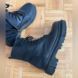 Black combat boots